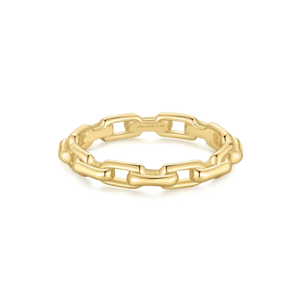 Ania Haie Trailblazer Gold Paper Clip Link sormus 52 kullattu