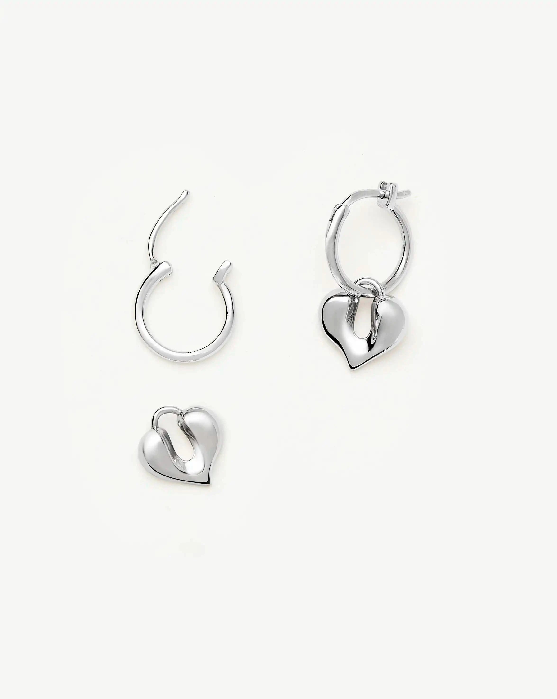 Missoma Molten Heart hoop-korvakorut hopea 12 mm sydän