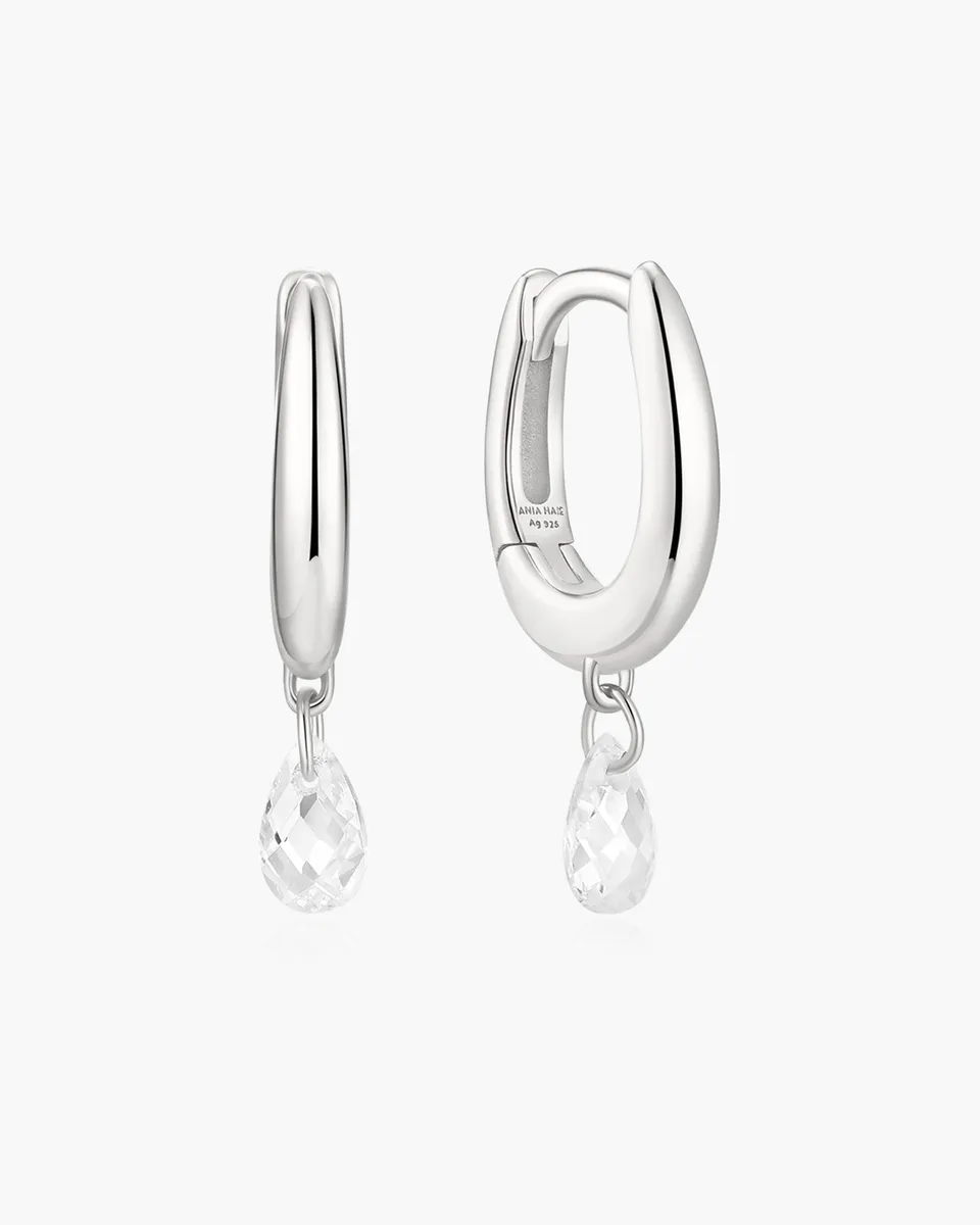 Ania Haie Fluid Light Teardrop huggie-korvakorut hopea
