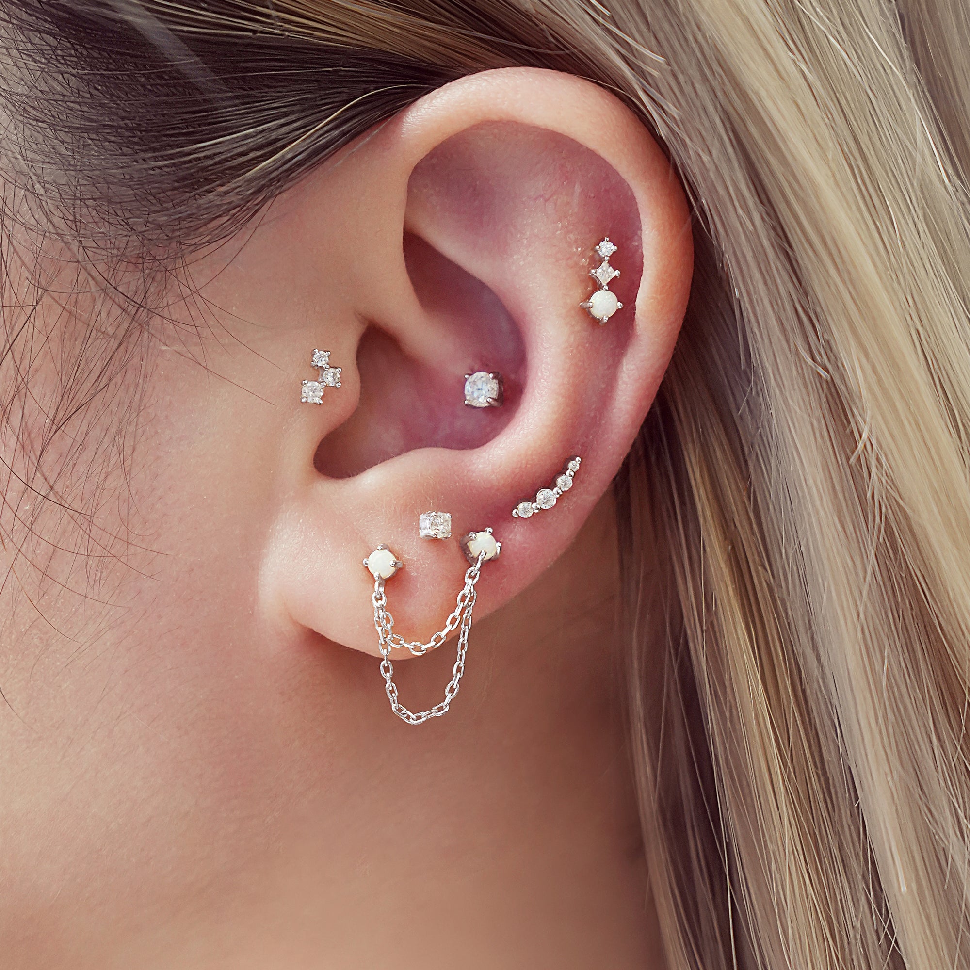 Ania Haie Miss Dainty Bezel Beaded nappikorvakorut hopea