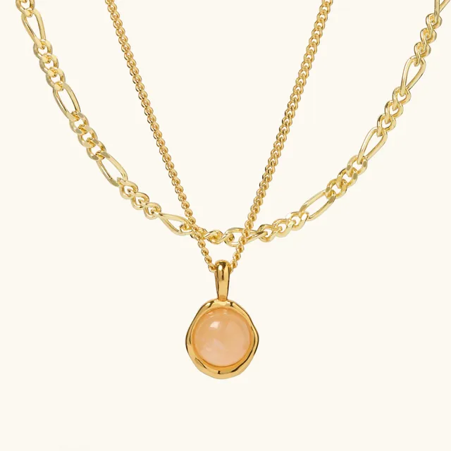 Muru Rose Quartz kaulakorusetti kulta kiviriipus
