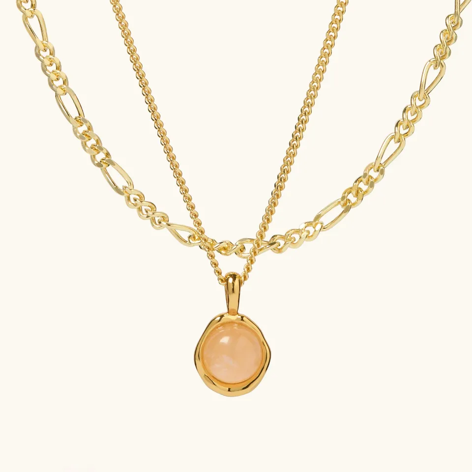 Muru Rose Quartz kaulakorusetti kulta kiviriipus
