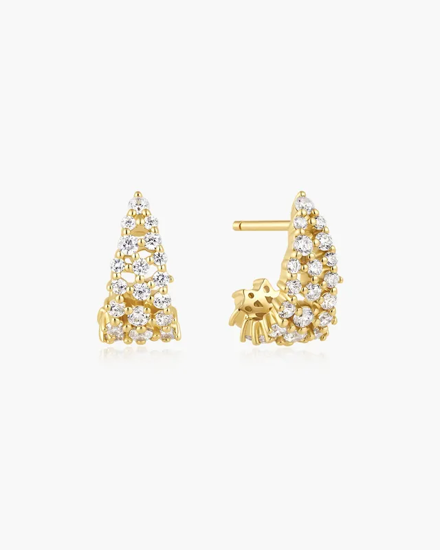 Ania Haie Pavé Curved Stud Hoop korvakorut kulta zirkonia