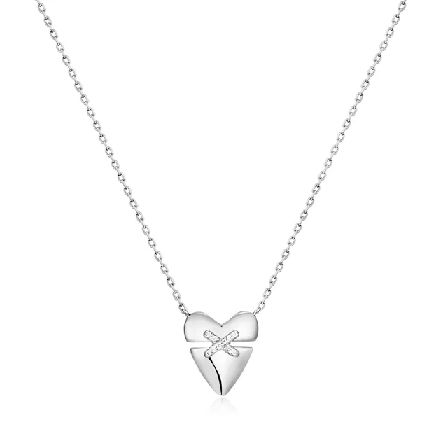 Ania Haie Heart Hunter Heart Kiss Pavé kaulakoru hopea