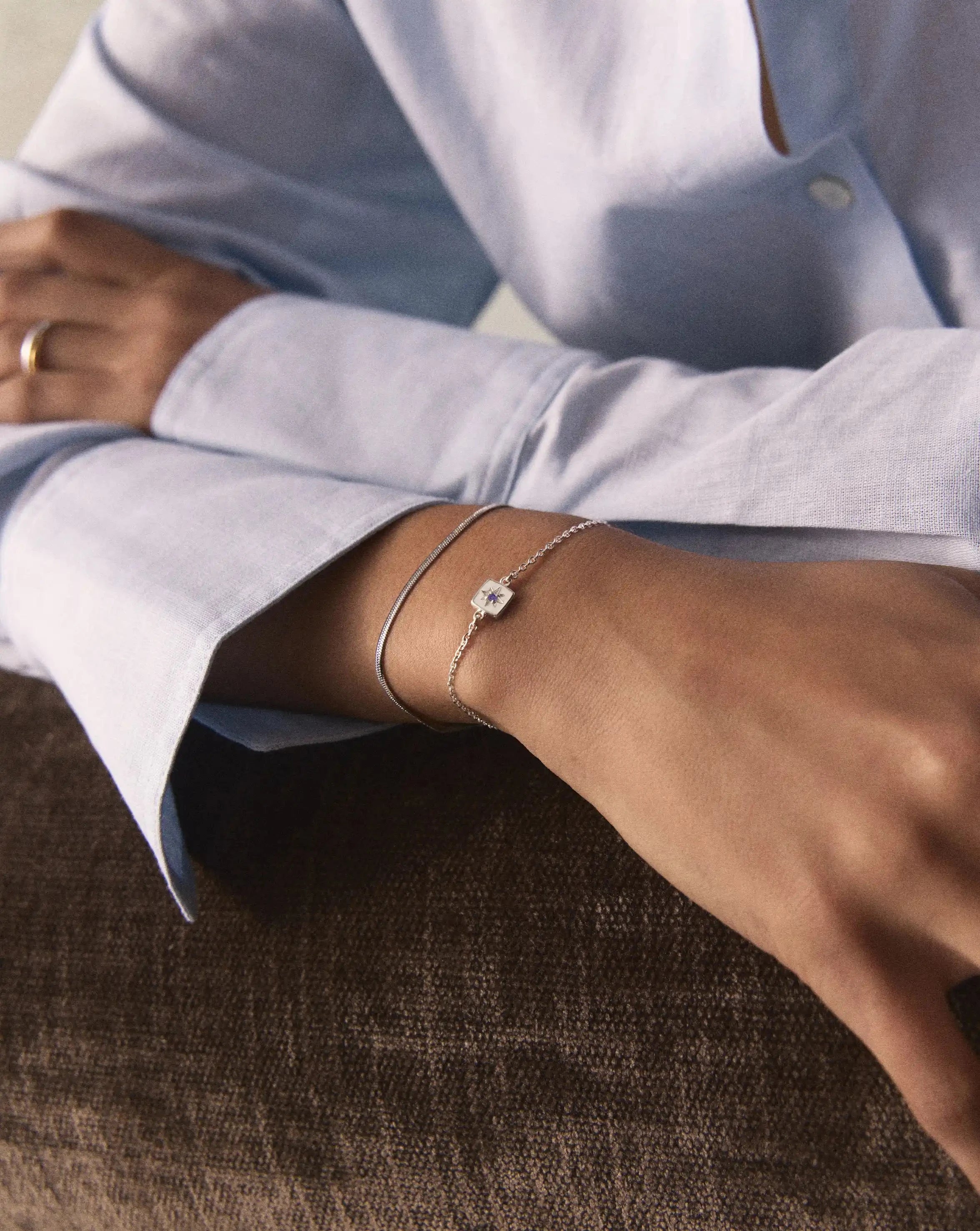 Missoma February Birthstone Slider rannekoru hopea ametisti
