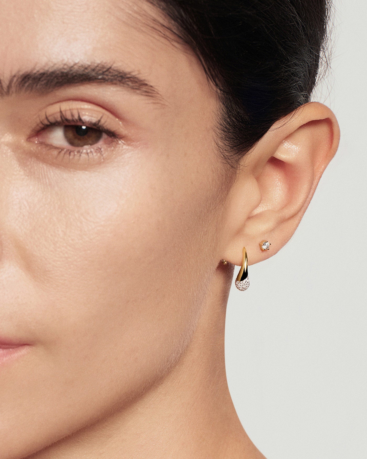 Ania Haie Fluid Light Pavé Teardrop koukkukorvakorut kulta pisara