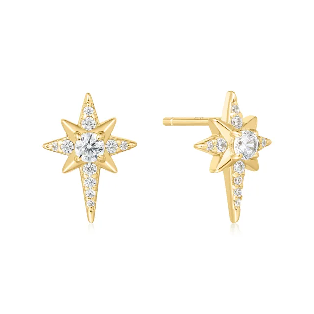 Ania Haie Miss Dainty Eight-Pointed Star nappikorvakorut kulta zirkonia