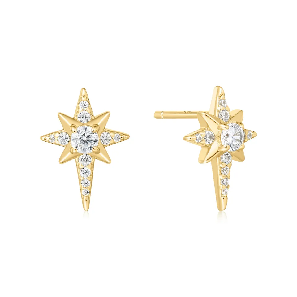 Ania Haie Miss Dainty Eight-Pointed Star nappikorvakorut kulta zirkonia
