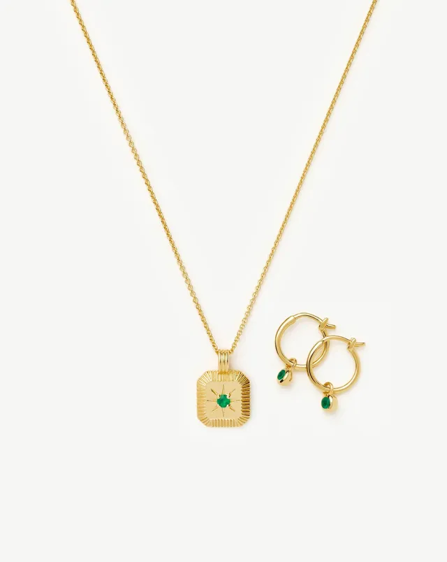 Missoma May Birthstone korusetti kulta vihreä onyksi
