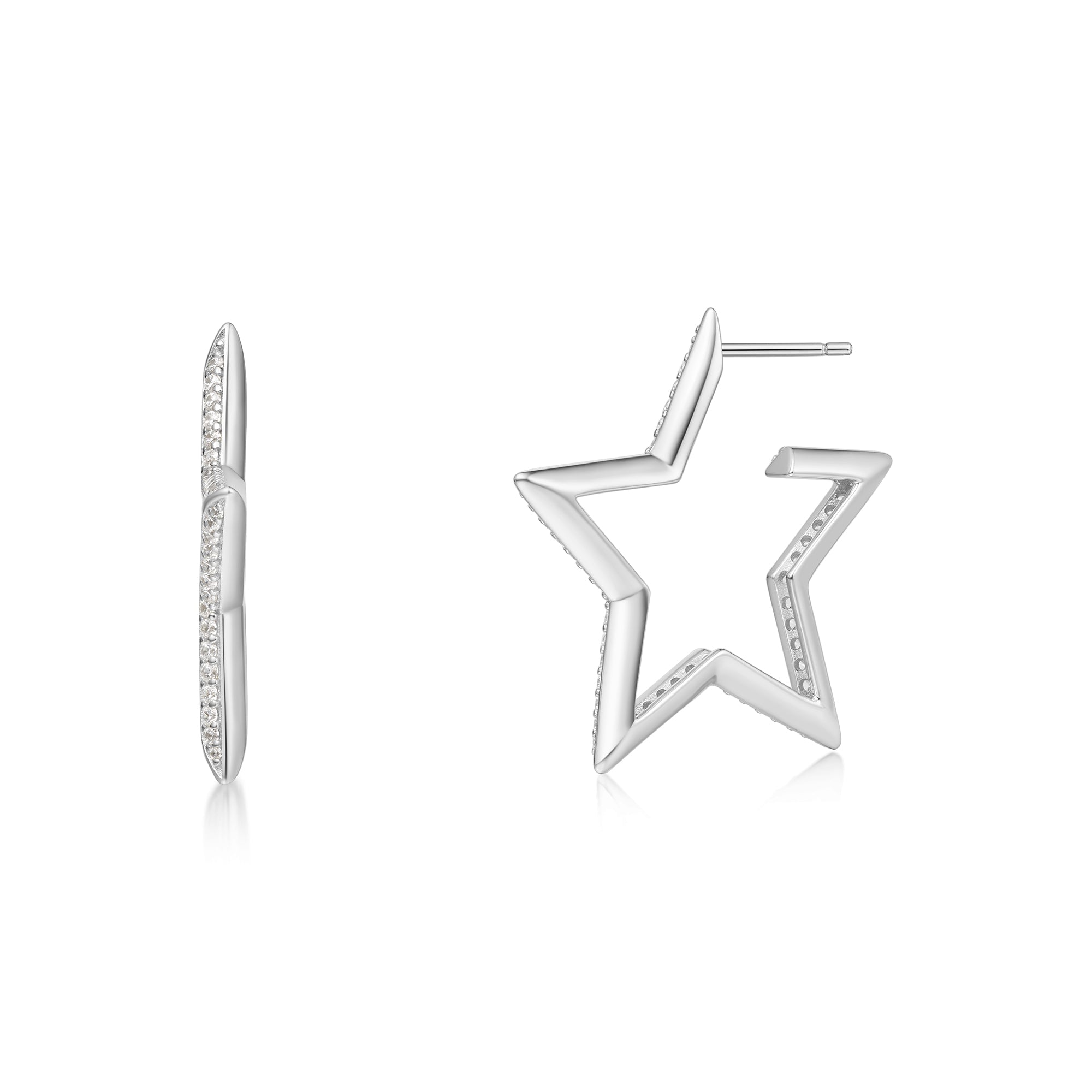 Ania Haie Sunny Sparkler Star Pavé hoop-korvakorut hopea 30 mm