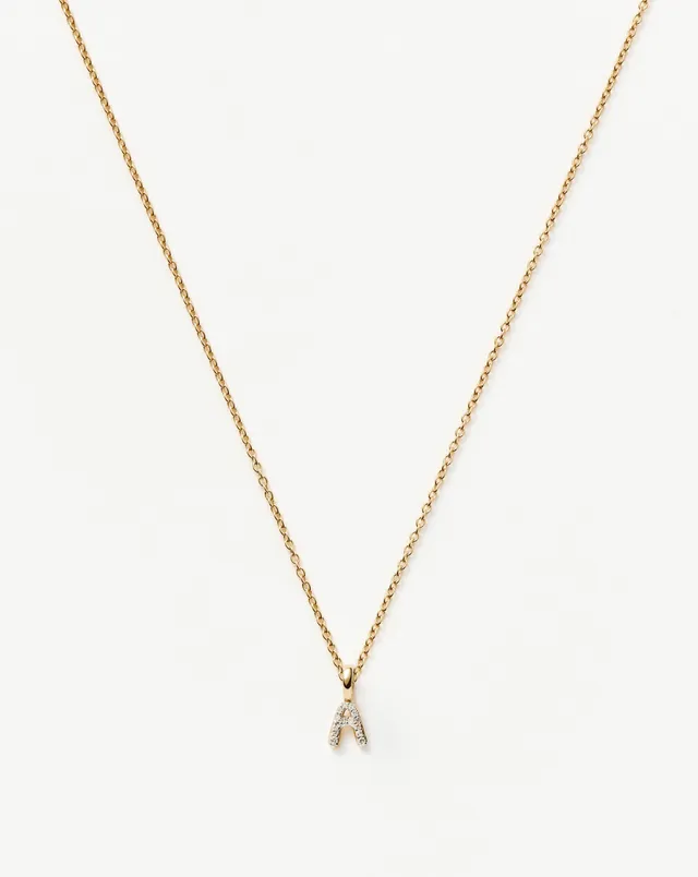 Missoma Initial Mini Pendant kaulakoru A 14ct keltakulta timantti