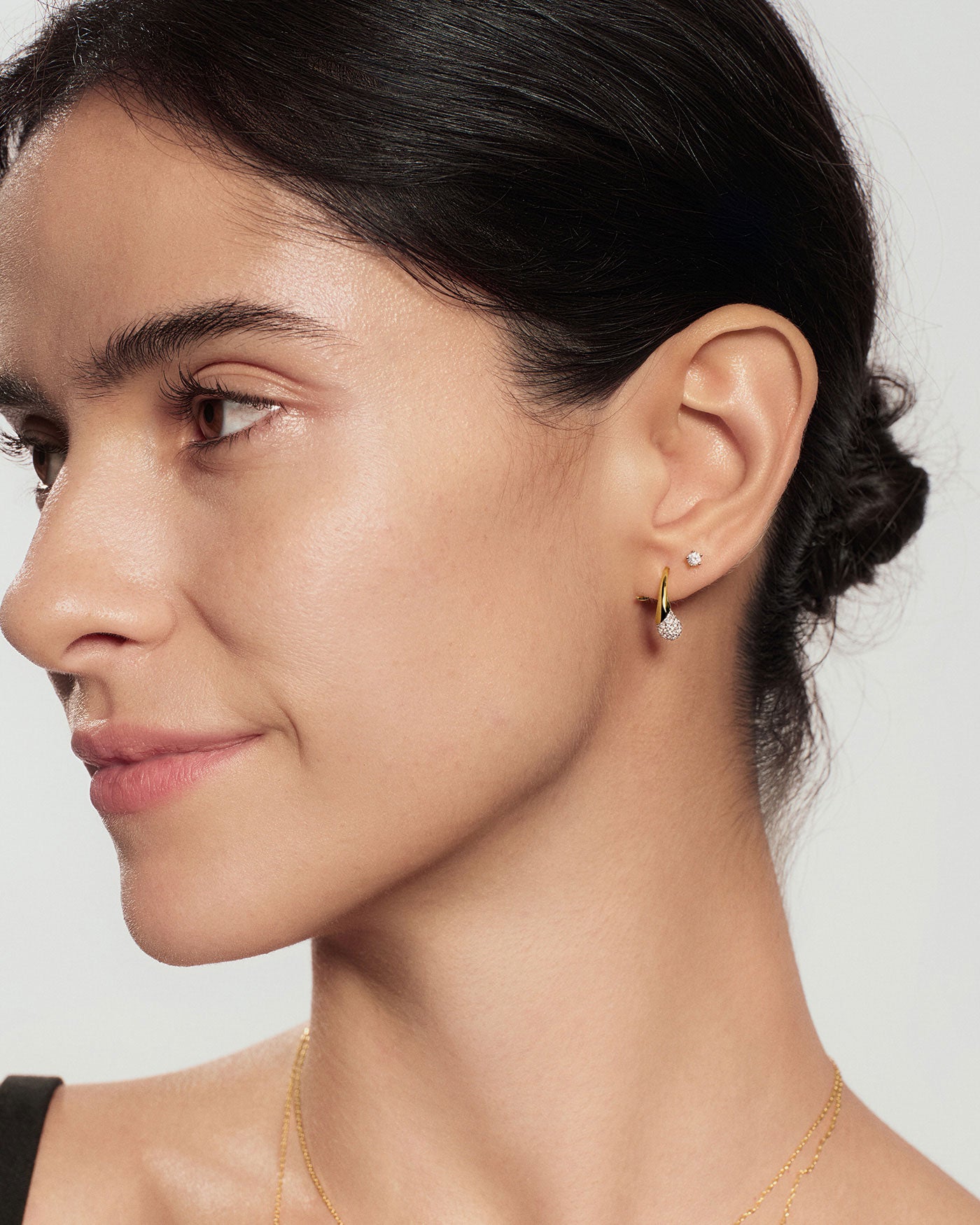 Ania Haie Fluid Light Pavé Teardrop koukkukorvakorut kulta pisara