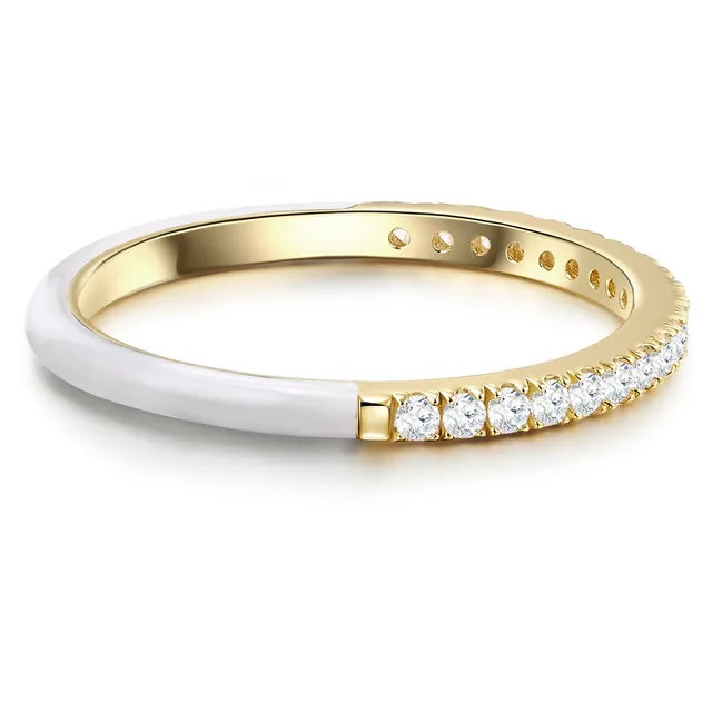 Glanzstücke München Ring Emaille Weiß Zirkonia sormus valkoinen