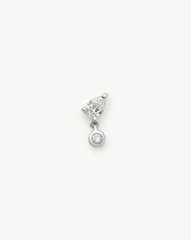Missoma Pear Diamond flat back -korvakoru 9K valkokulta