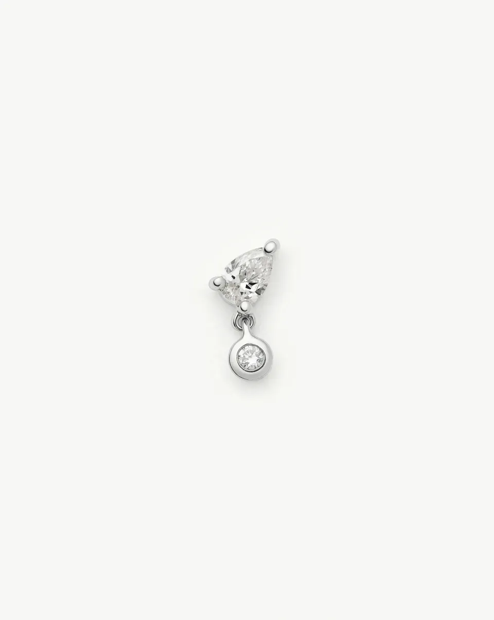 Missoma Pear Diamond flat back -korvakoru 9K valkokulta
