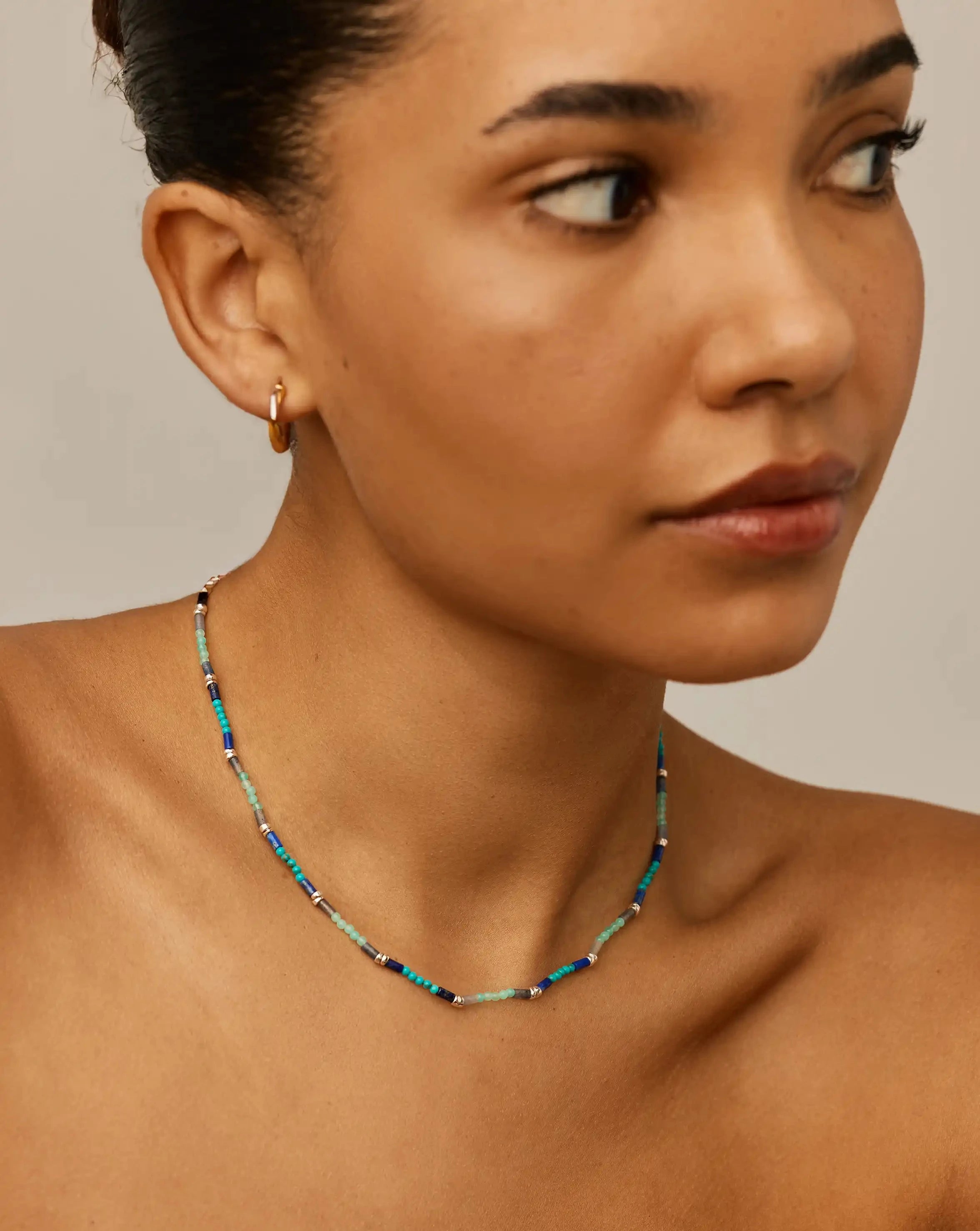 Missoma Beaded Choker kaulakoru hopea sininen