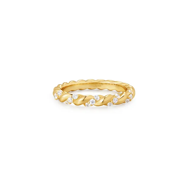 Ania Haie Luna Gaze Sparkle Twisted sormus kulta koko 52 zirkonia