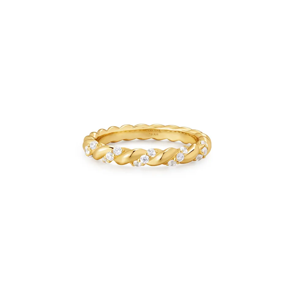 Ania Haie Luna Gaze Sparkle Twisted sormus kulta koko 52 zirkonia