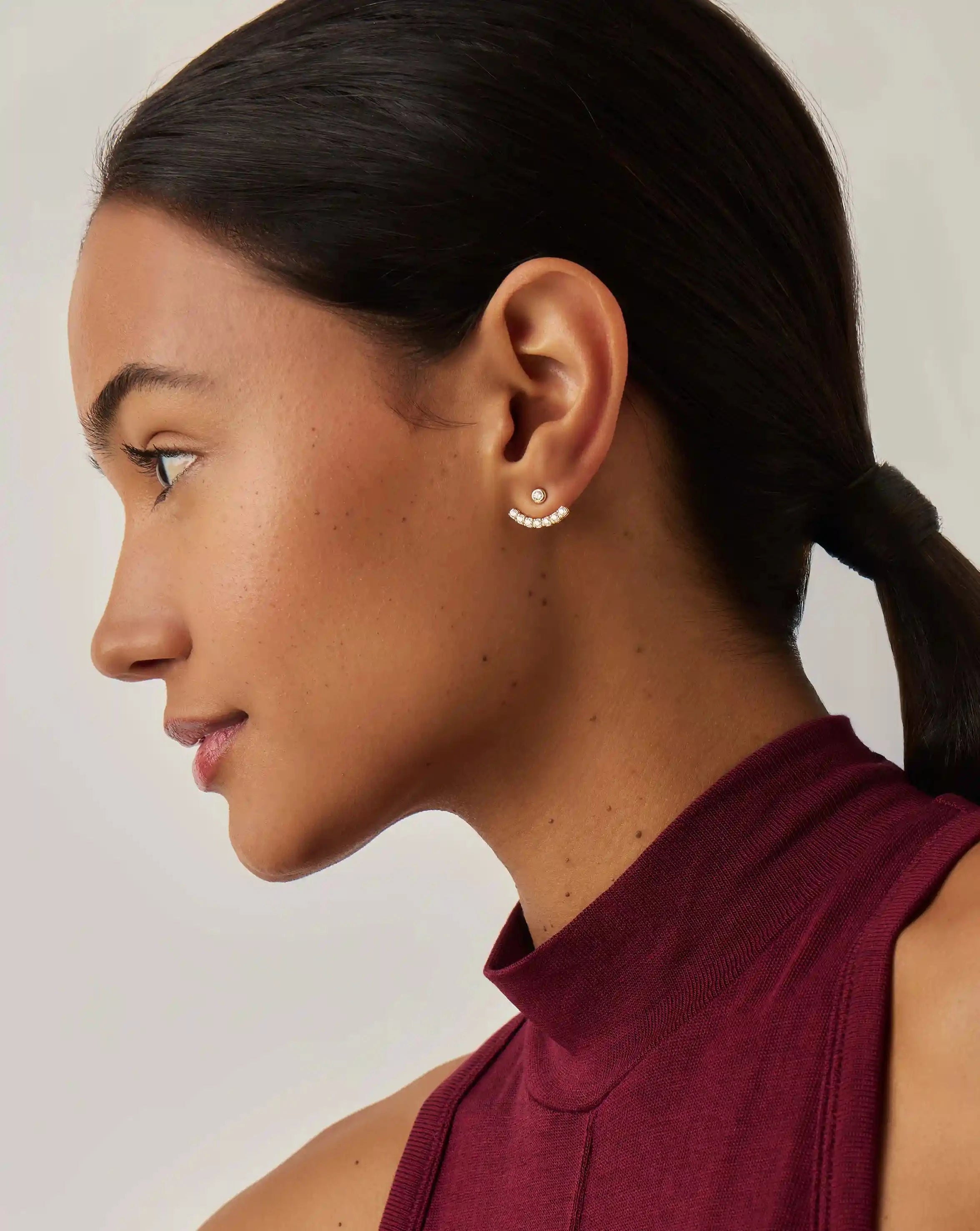 Missoma Tennis Ear Jacket Stud korvakorut kulta zirkonia