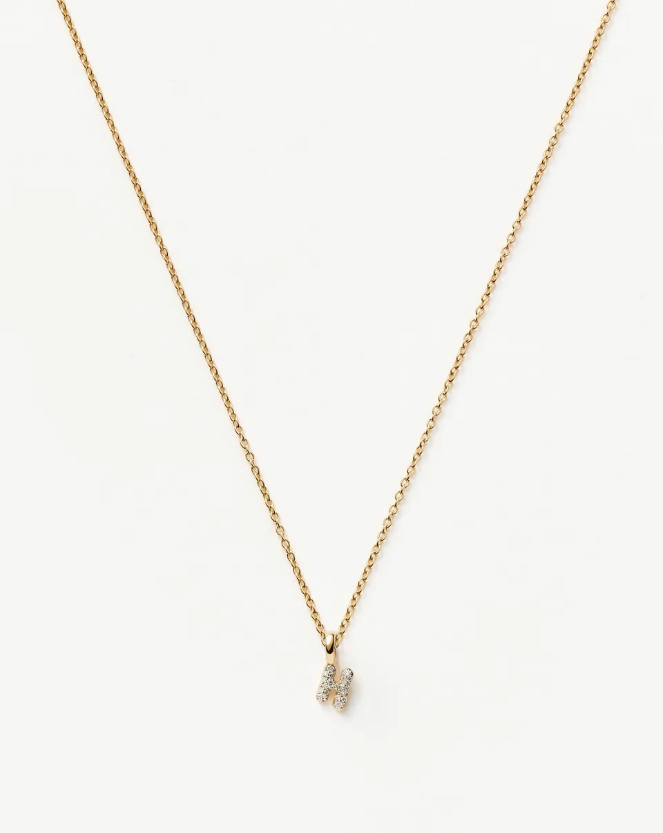Missoma Solid Gold Diamond Initial Mini Pendant H kaulakoru 14K kulta