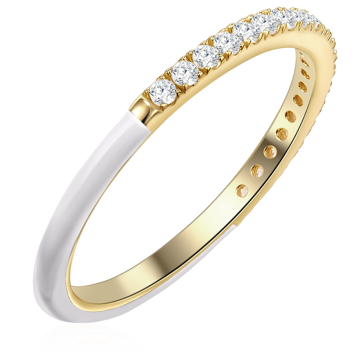 Glanzstücke München Ring Emaille Weiß Zirkonia sormus valkoinen