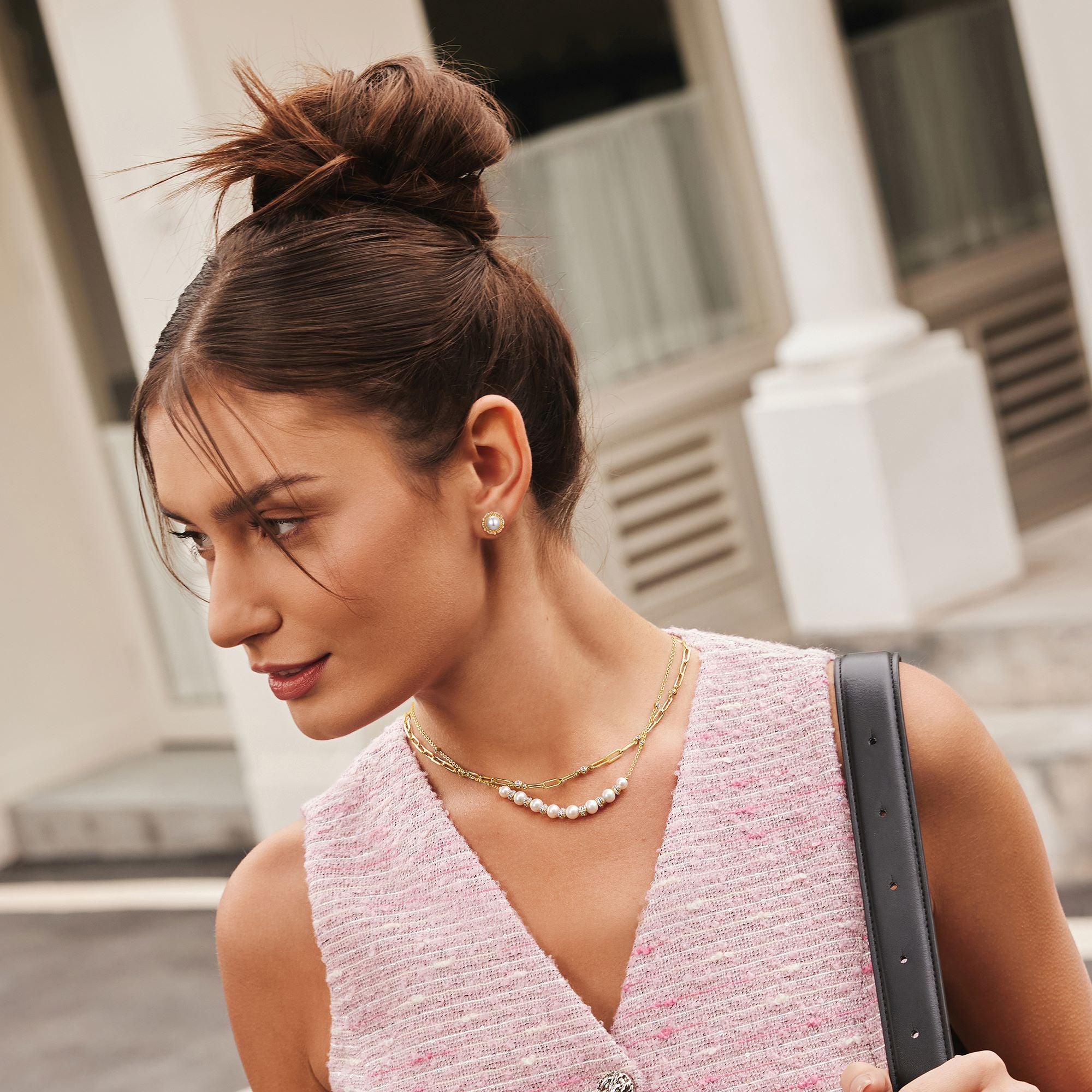 Ania Haie Reimaginer Sparkling Braided Shell Pearl kaulakoru kulta
