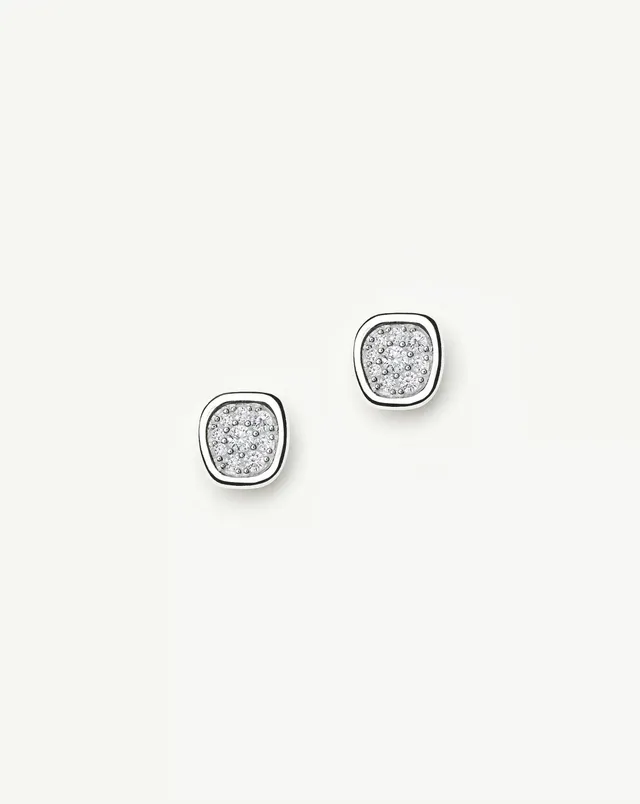 MISSOMA Molten Soft Square Pavé nappikorvakorut hopea zirkonia
