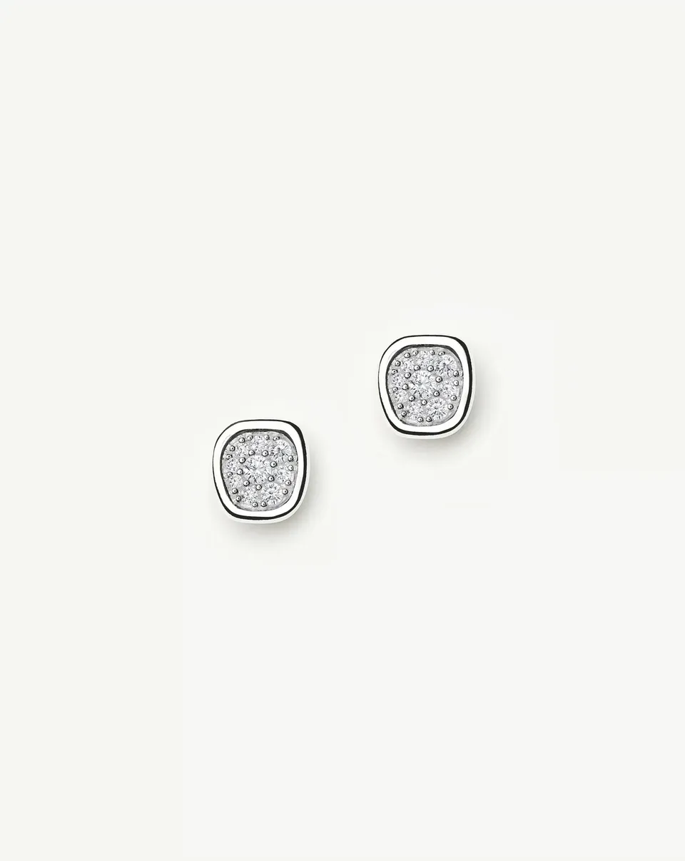 MISSOMA Molten Soft Square Pavé nappikorvakorut hopea zirkonia