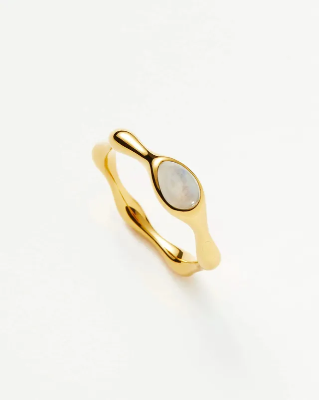 Missoma Magma Gemstone Stacking Ring sormus kuukivi kullattu