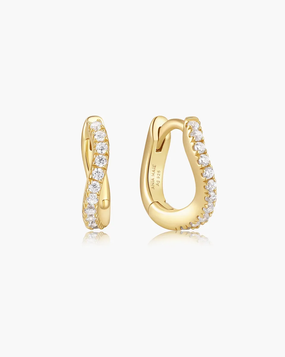 Ania Haie Fairy Dust Slim Pavé Wave huggie-korvakorut kulta