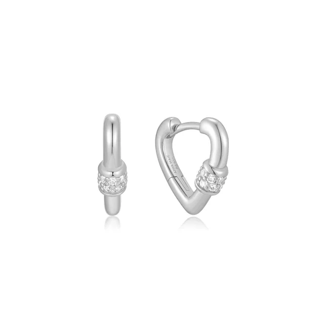 Ania Haie Reimaginer Mini Heart Clasp huggie-korvakorut hopea