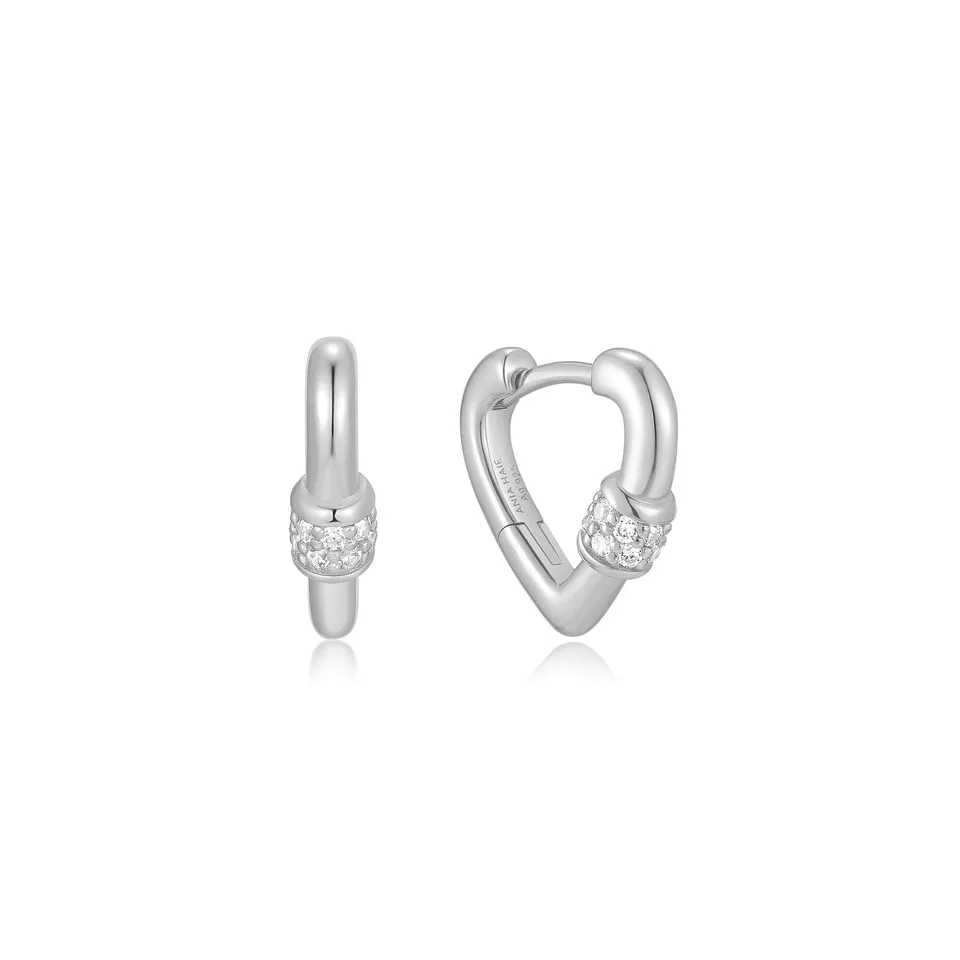 Ania Haie Reimaginer Mini Heart Clasp huggie-korvakorut hopea