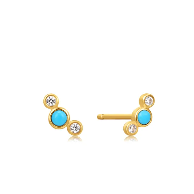 Ania Haie Turquoise Cabochon nappikorvakorut 14k kulta turkoosi