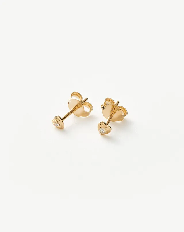 Missoma Diamond Heart Stud korvakorut 9k kulta timantti