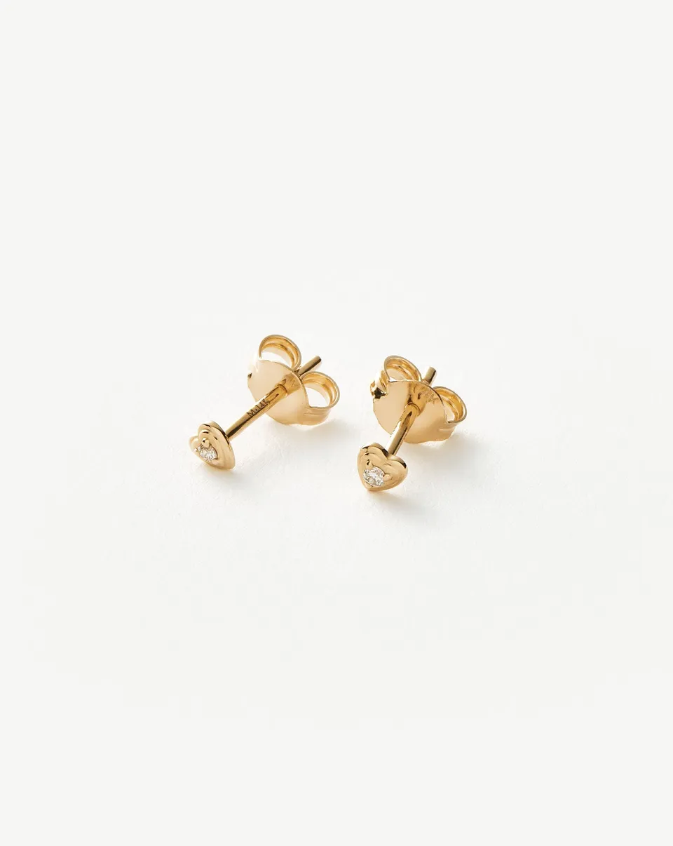 Missoma Diamond Heart Stud korvakorut 9k kulta timantti