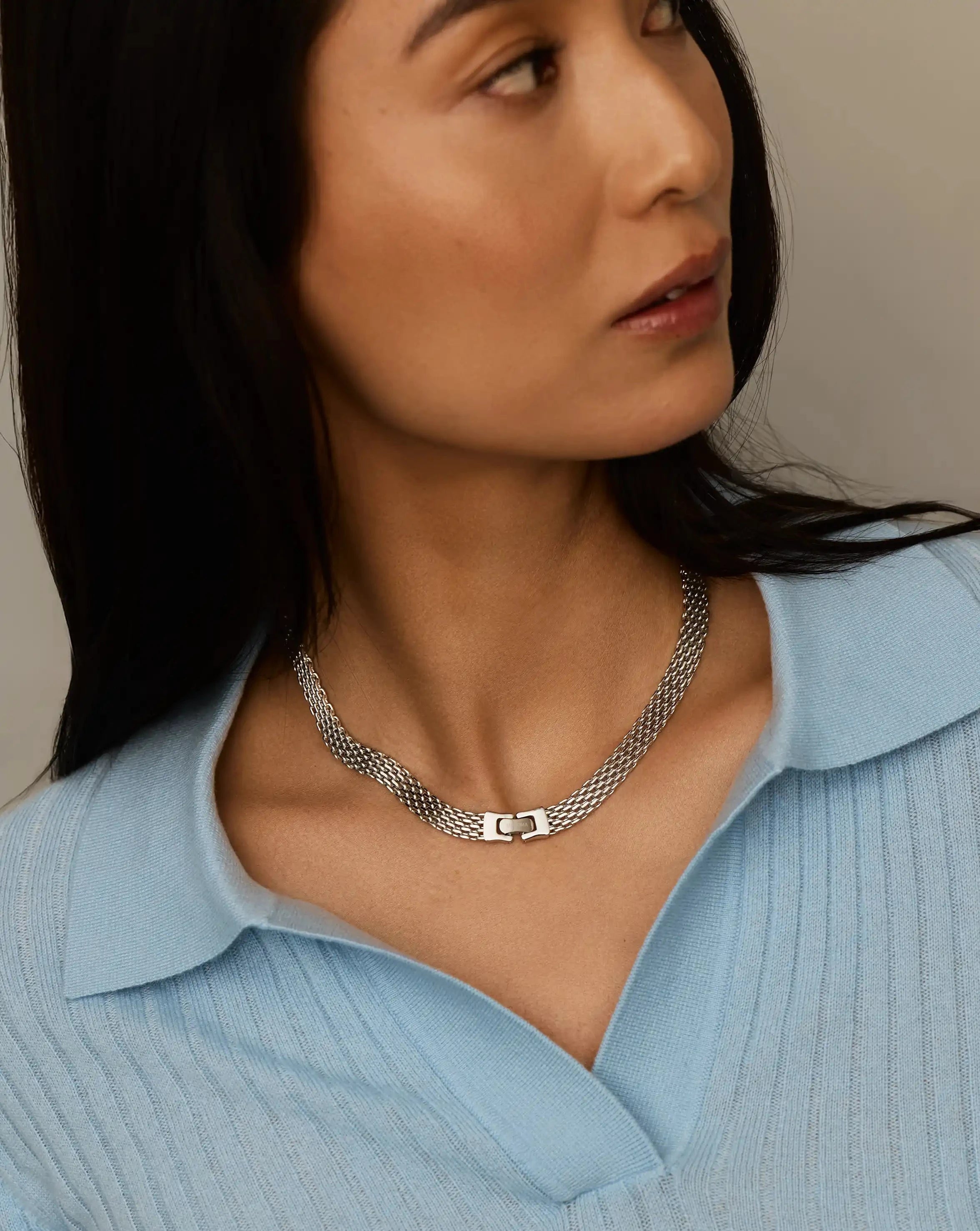 Missoma Heirloom Chain Choker kaulakoru platina 42 cm