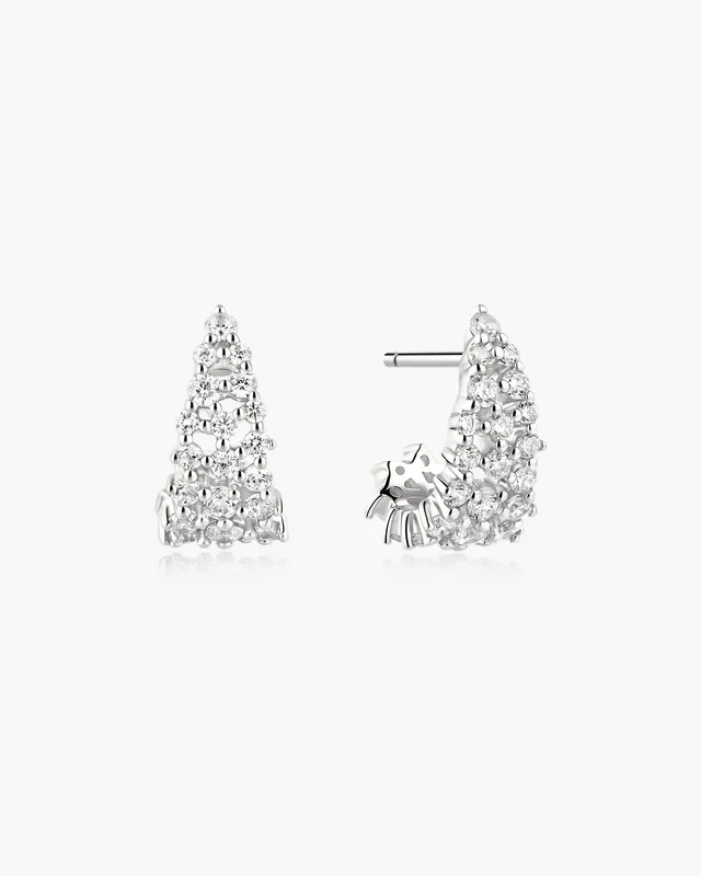 Ania Haie Pavé Openwork Curved Stud korvakorut hopea