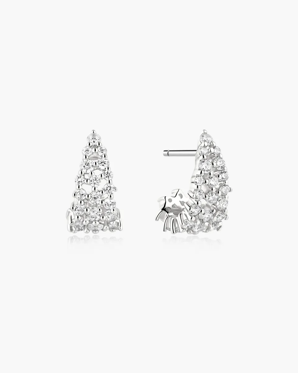 Ania Haie Pavé Openwork Curved Stud korvakorut hopea