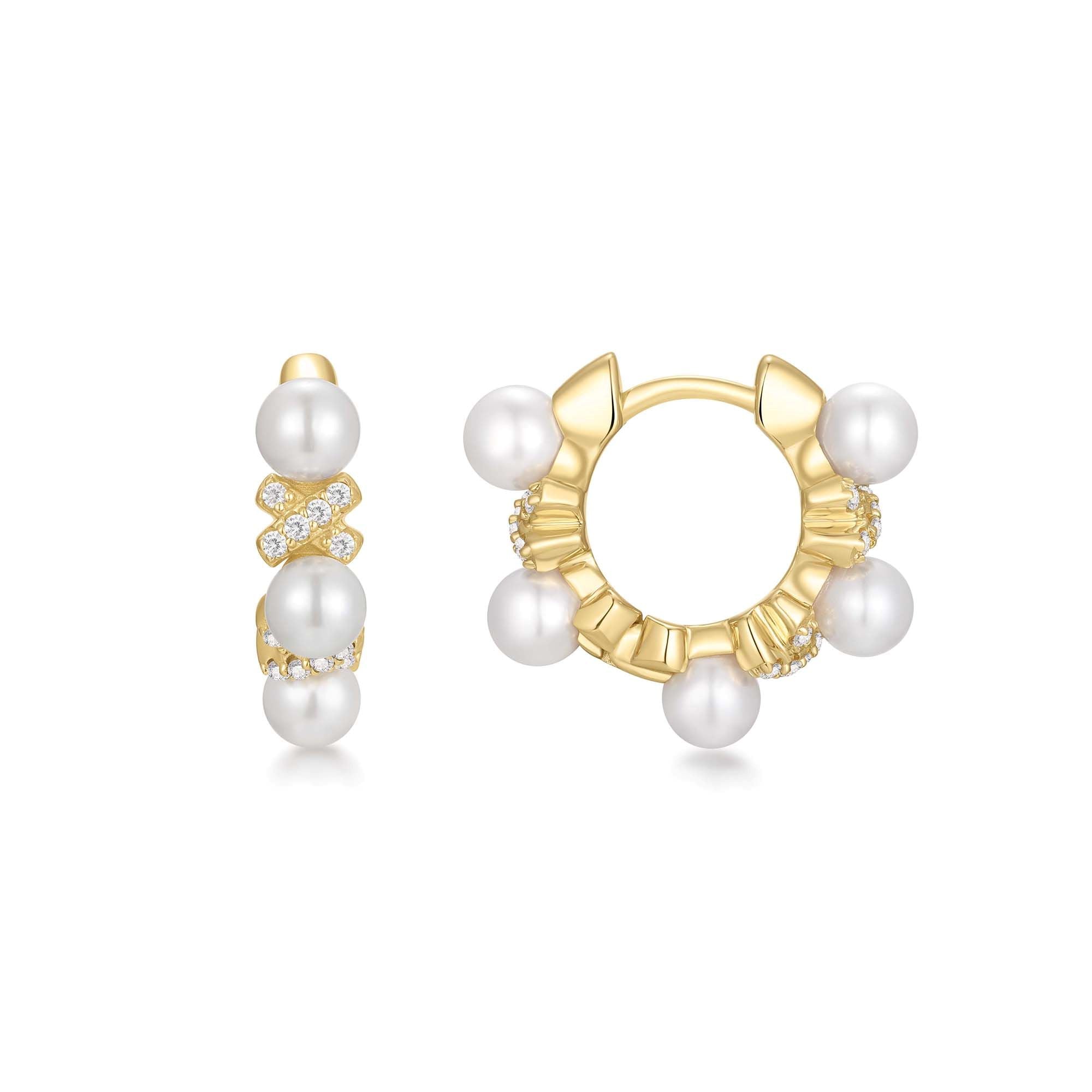 Ania Haie Braided Pearl Huggie korvakorut kulta helmi
