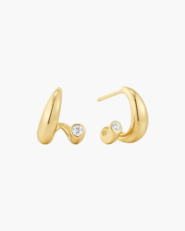 Ania Haie Spiral Bezel-End Stud korvarenkaat kulta zirkonia