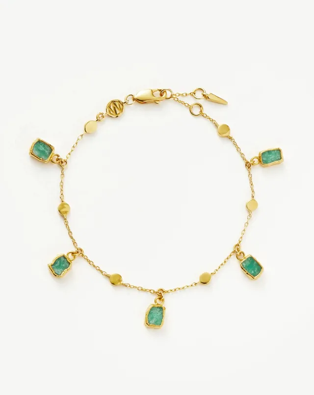 Missoma Lena Charm rannekoru amazoniitti S/M kullattu