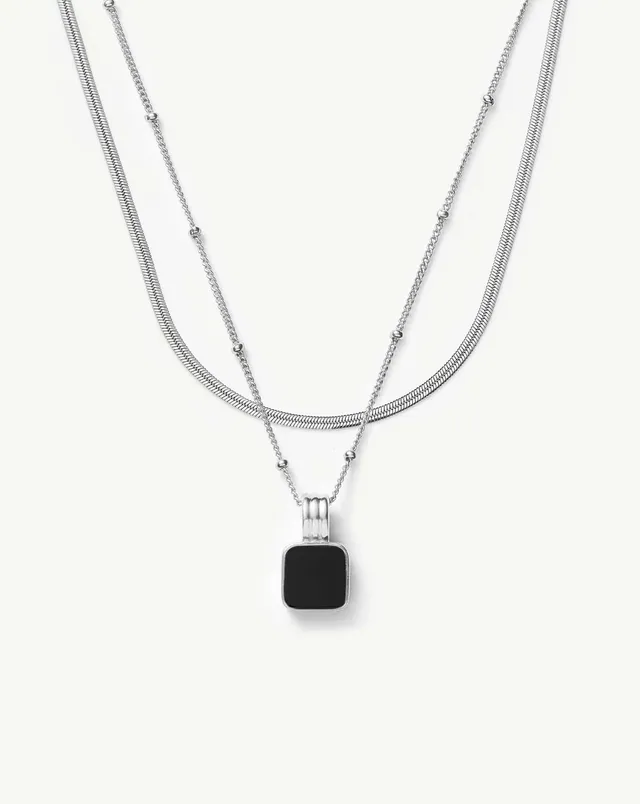 Missoma Black Onyx kaulakorusetti hopea 2 kpl