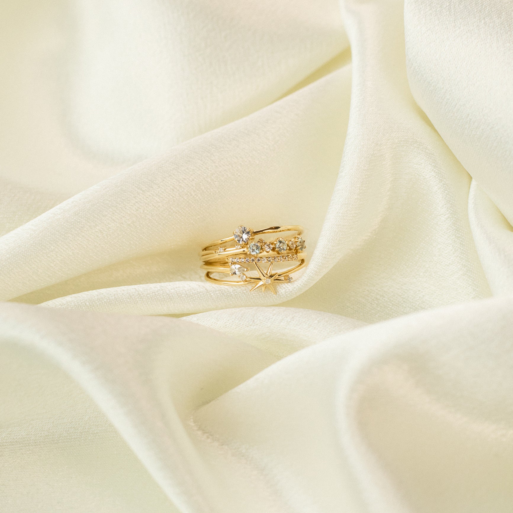 Ania Haie Afterglow White Sapphire sormus kulta 14kt