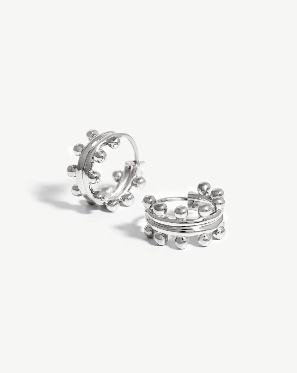 Missoma Mini Double Beaded korvakorut hopeoitu