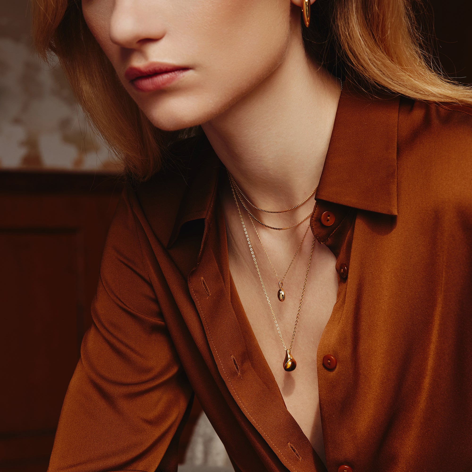Ania Haie Lady Cozy Tiger Eye Droplet kaulakoru 580mm tiikerinsilmä