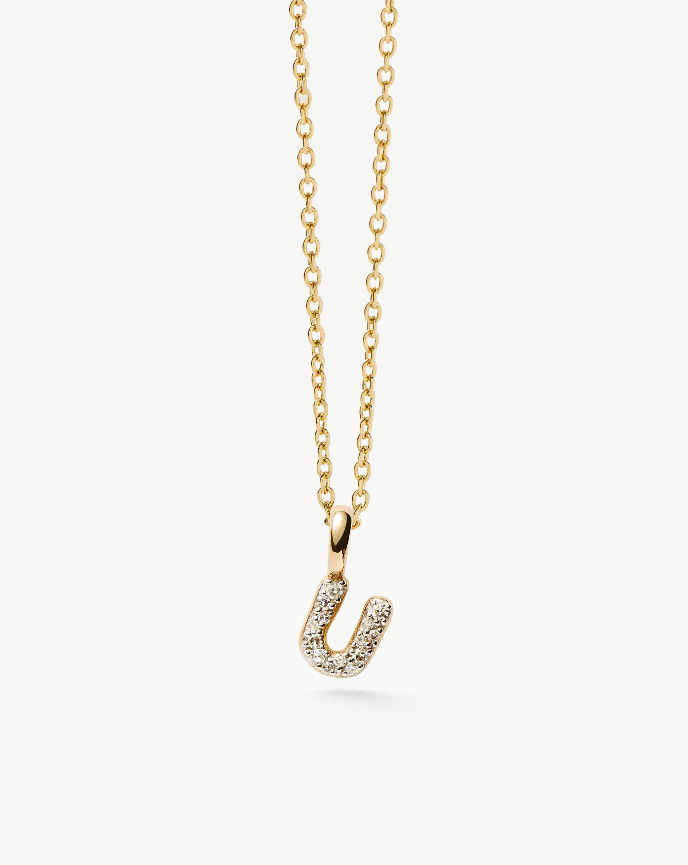 Missoma Initial Mini U kaulakoru 14ct kulta timantti