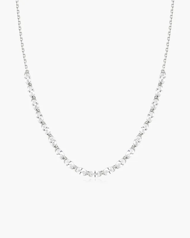 Ania Haie Wanderer Half-Bezel Oval kaulakoru hopea puolitennis