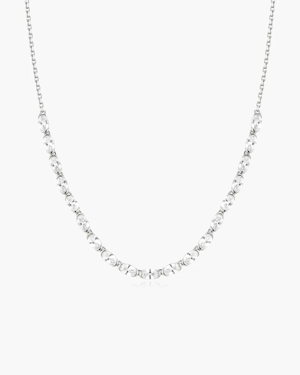 Ania Haie Wanderer Half-Bezel Oval kaulakoru hopea puolitennis
