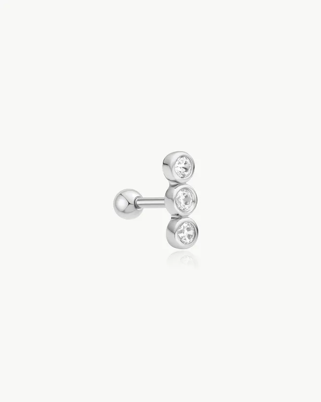 Ania Haie Ear Edit Triple Stone Barbell korvakoru hopea