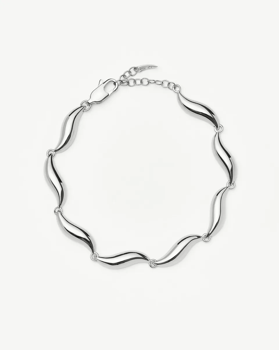 Missoma Savi Signature Link rannekoru hopeoitu 18,5 cm